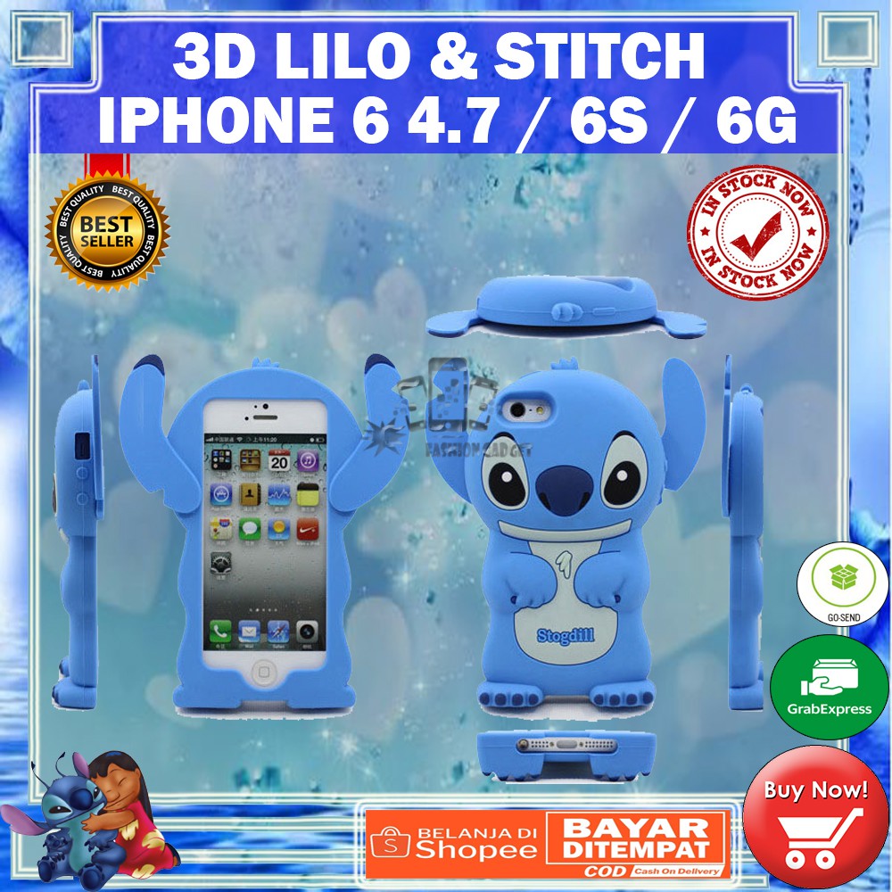 (Gambar Acak Pita / Non Pita) Silikon Untuk Iphone 6 / 7 Uk 4.7 inch iPhone 7+ Case 3D Lilo Stitch