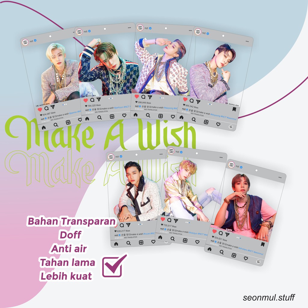 TERMURAH!! GANTUNGAN KUNCI / KEYCHAIN TRANSPARAN CARD NCT - MAKE A WISH [KPOP]