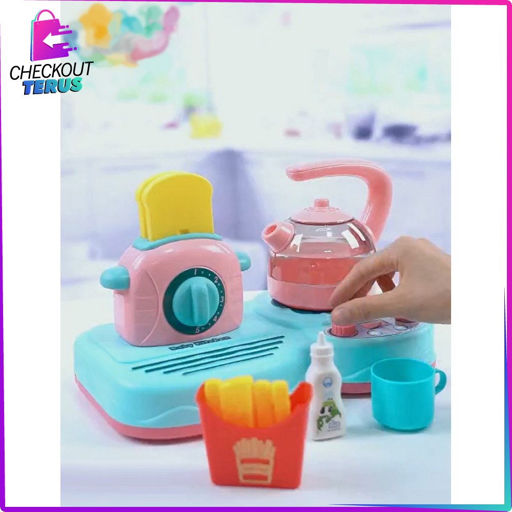 CT M149 M151 Mainan Kitchen Set Anak Perempuan Kompor Elektronik BISA GERAK Peralatan Rumah Tangga Mainan Masak Masakan Anak