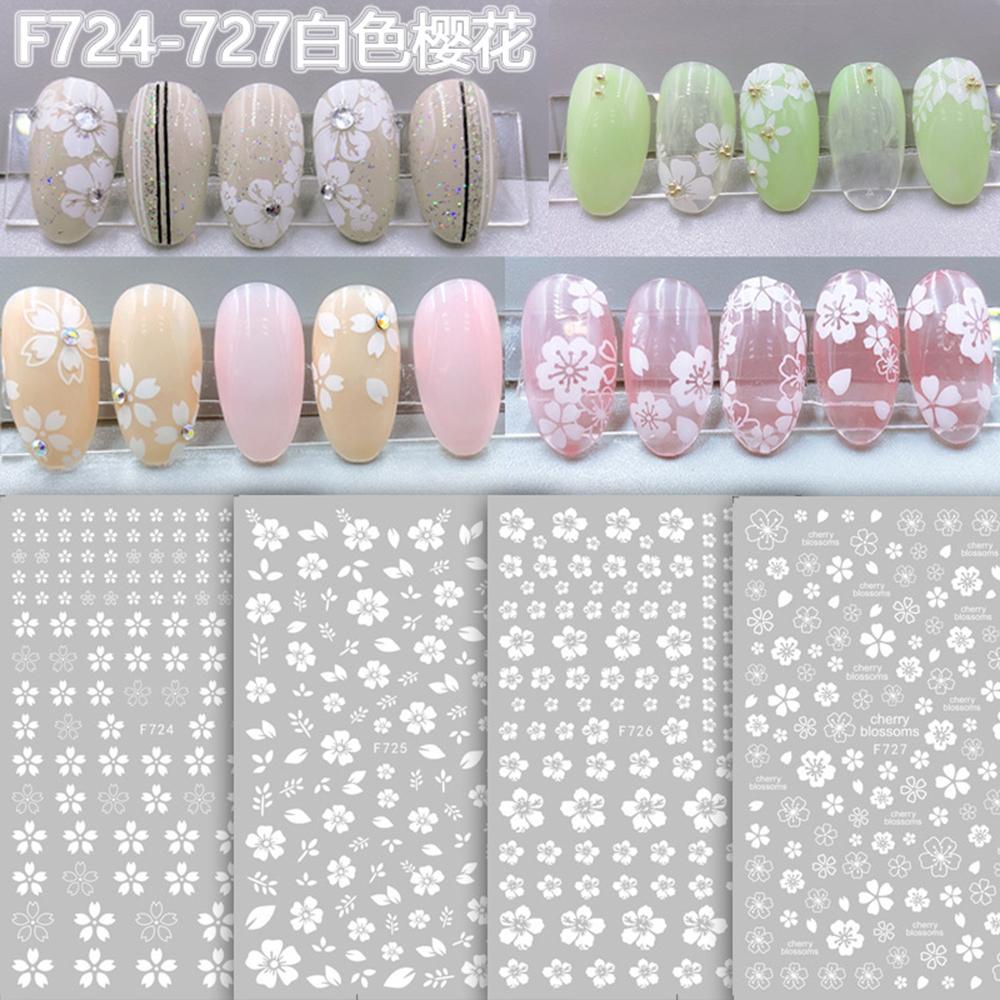 Agustin 3D Bunga Sakura Stiker Kuku DIY Perekat Slider decals Sakura Manicure