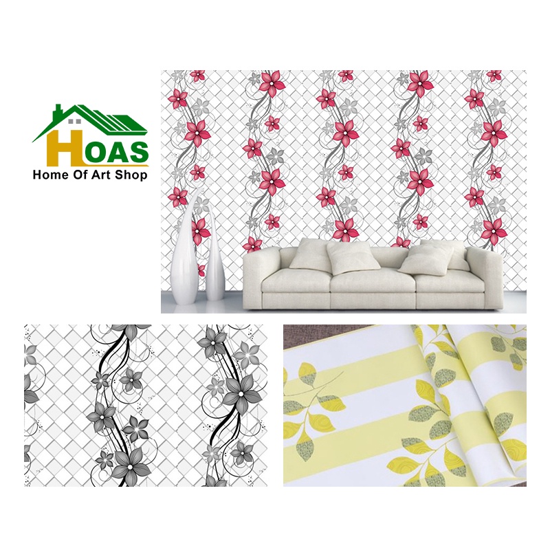 Hoas Sticker Wallpaper Premium PVC Wallpaper Dinding Motif Nature Bunga Hijau Rambat Best Quality