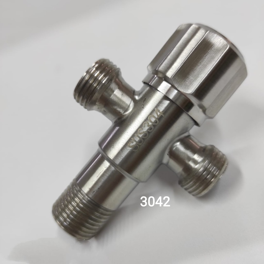 Stop Kran T Cabang 3 Stainless 304 2 - Keran air Shower Tee kloset valve Y44