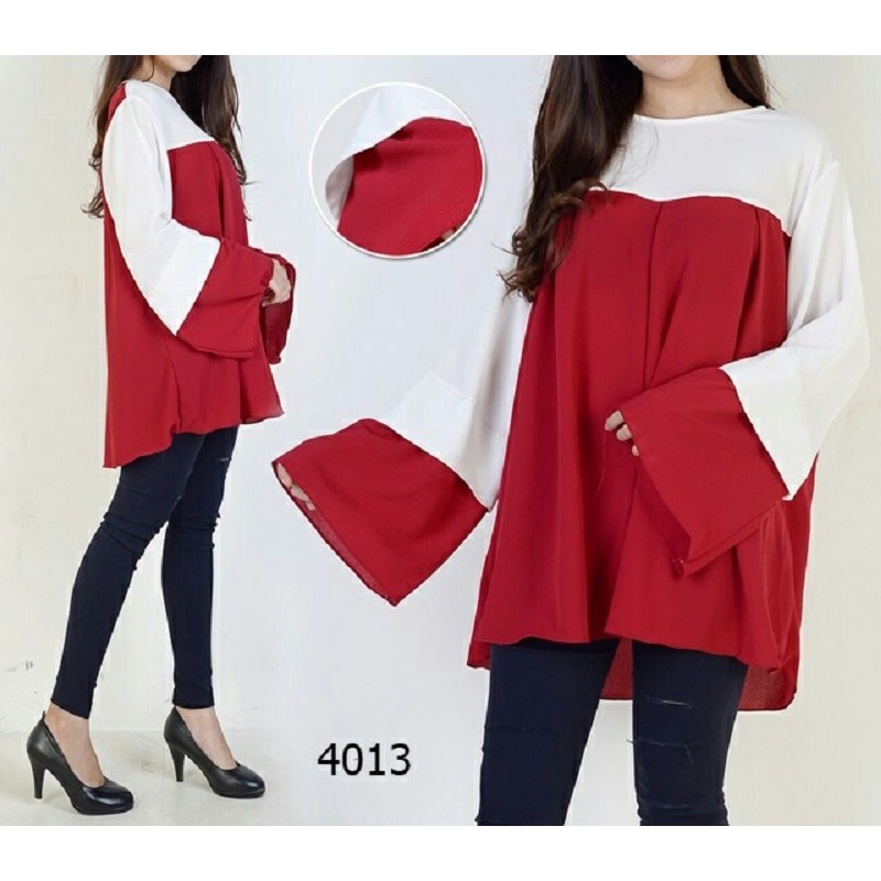 BLOUSE JUMBO VIRNA MAROON Atasan Wanita Blouse 0128 QHN