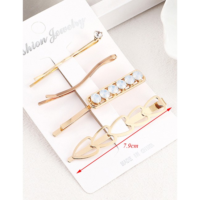 LRC Jepit Rambut Fashion Gold Diamond Hair Clip Set Y61541