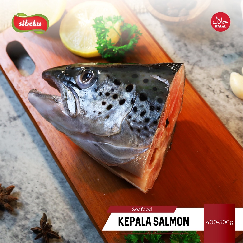 

Kepala Ikan Salmon 400 - 500 gram Frozen Food - Sibeku