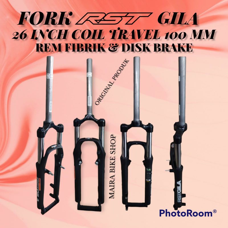 Fork 26 Rst Gila Coil Travel 100 Bisa buat Rem Fibrik Disk Brake Original