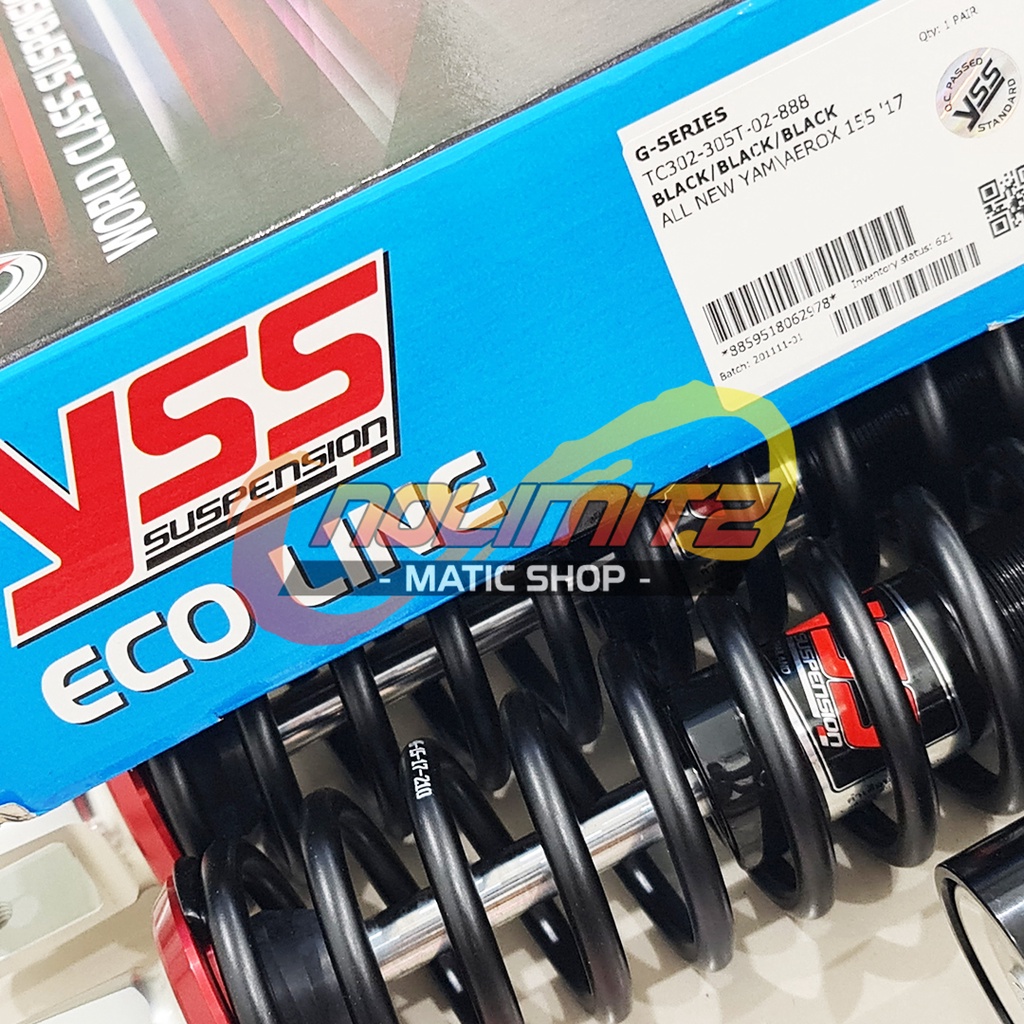 Shock YSS G Series Smooth Black Edition Shockbreaker New Aerox 155 NMAX 2020 Connected