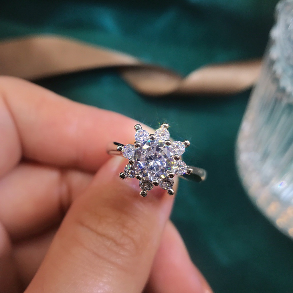 Cincin S925 Silver Aksen Kristal Berlian Untuk Wanita