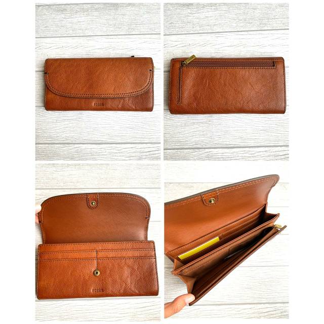 Dompet Fossil Cleo Flap Wallet Brandy Original New with Tag
