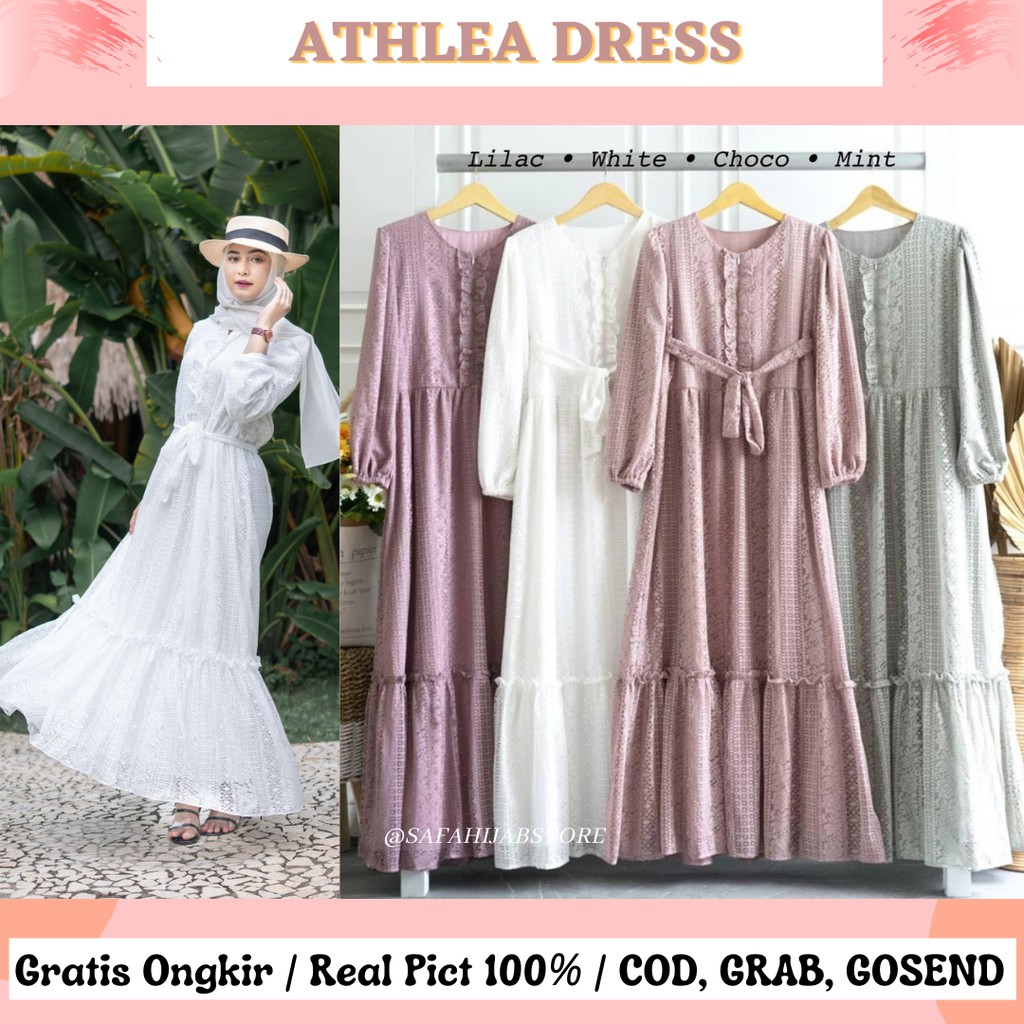 ATHLEA DRESS BRUKAT / DRESS LEBARAN / DRESS MEWAH / BUSUI FRIENDLY