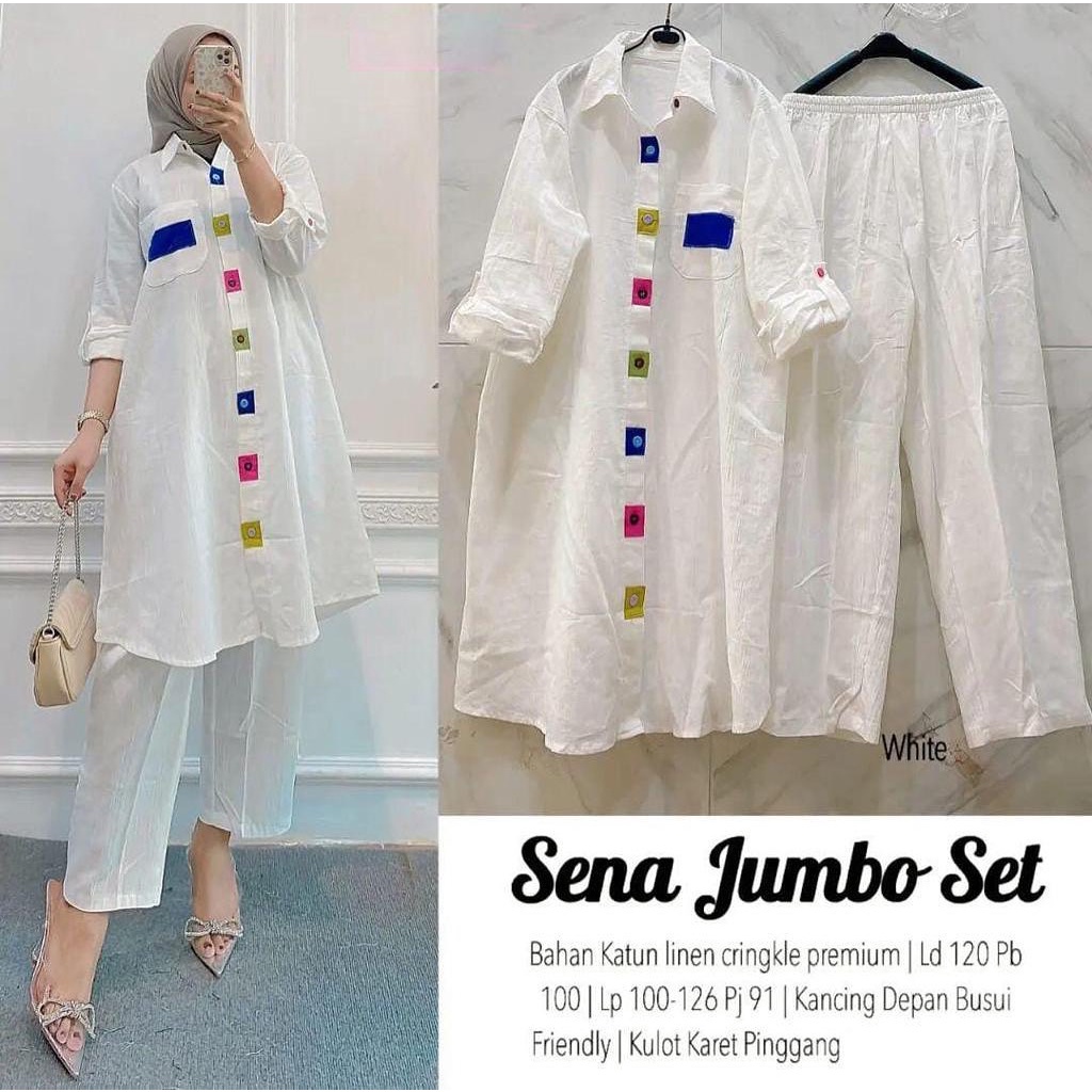 GAMIS STORE - Sena Jumbo Set Setelan Baju Muslim Wanita 2in1 Polos Basic Premium Fit To XL Besar