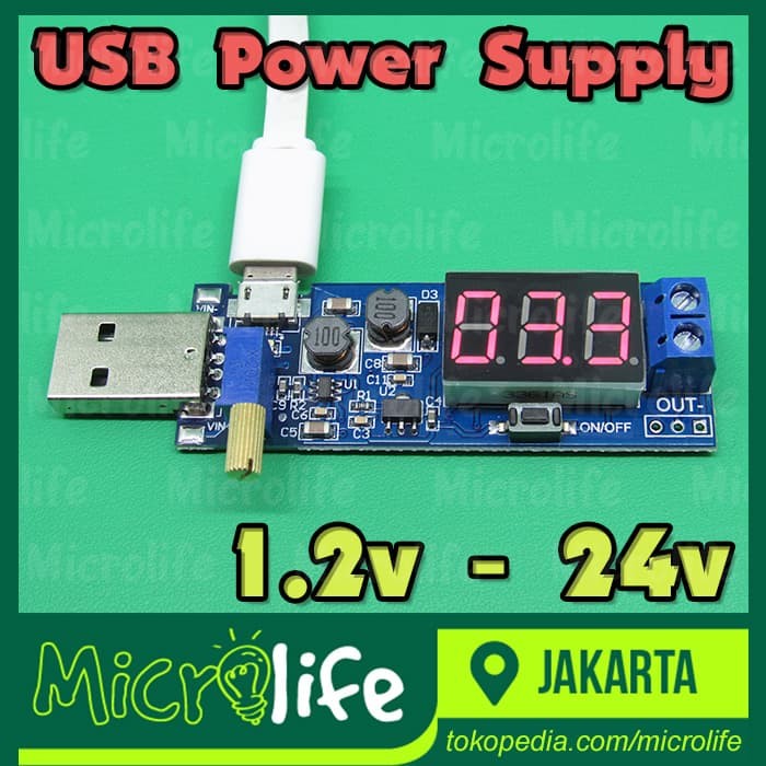 USB Power Supply 1.2v - 24v Adjustable Display Module Micro USB