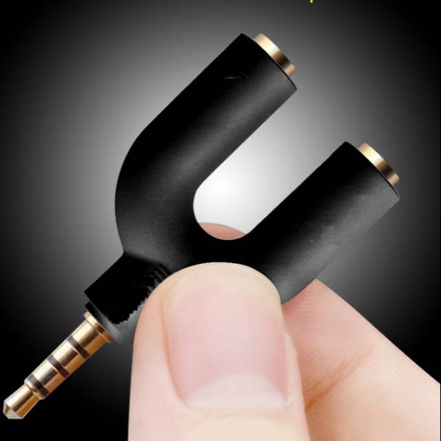 AUDIO SPLITTER JACK 3.5MM TO DUAL FEMALE U SHAPE 2 IN 1 SMULE VLOG YOUTUBE KARAOKE |2055