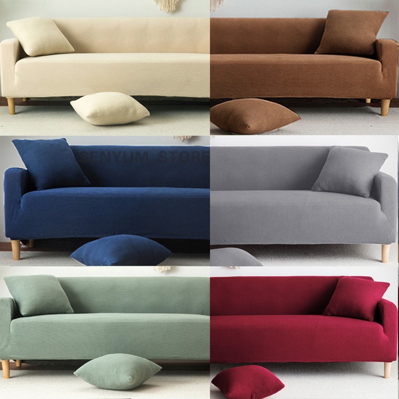 Cover sofa Sarung Sofa Anti Slip Penutup Sofa Tebal  Warna Solid Seater 1/2/3/4 Elastic Elastis