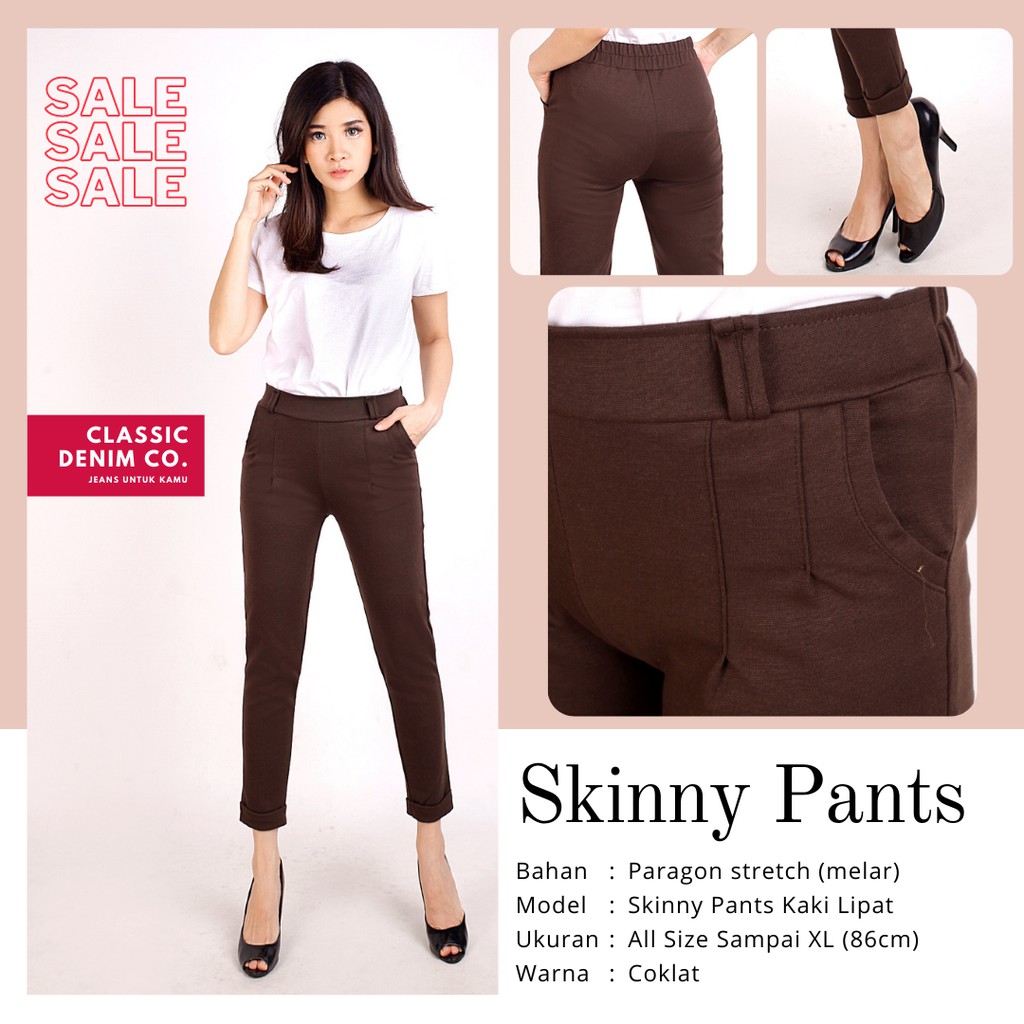 Celana Bahan Kain/Skinny Pants Wanita/Celana Panjang Perempuan 7/8 All Size/ Stretch Karet