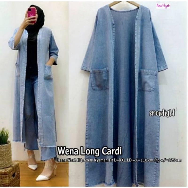 LESTI • MELISA • MALA • AMEL • YOSIE •LONG CARDI OUTER CARDIGAN BY ANA HIJAB BAHAN JEANS