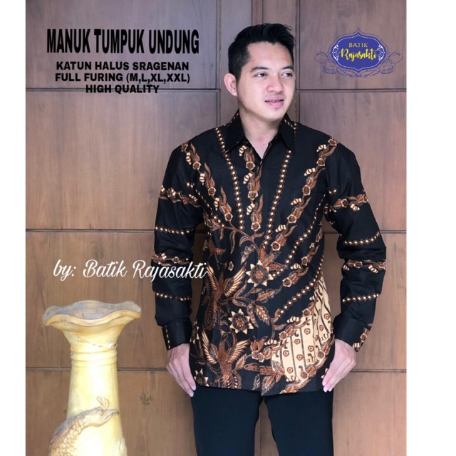 Batik Pria MANUK TUMPUK UNDUNG FULL FURING Katun Halus Sragenan Murah