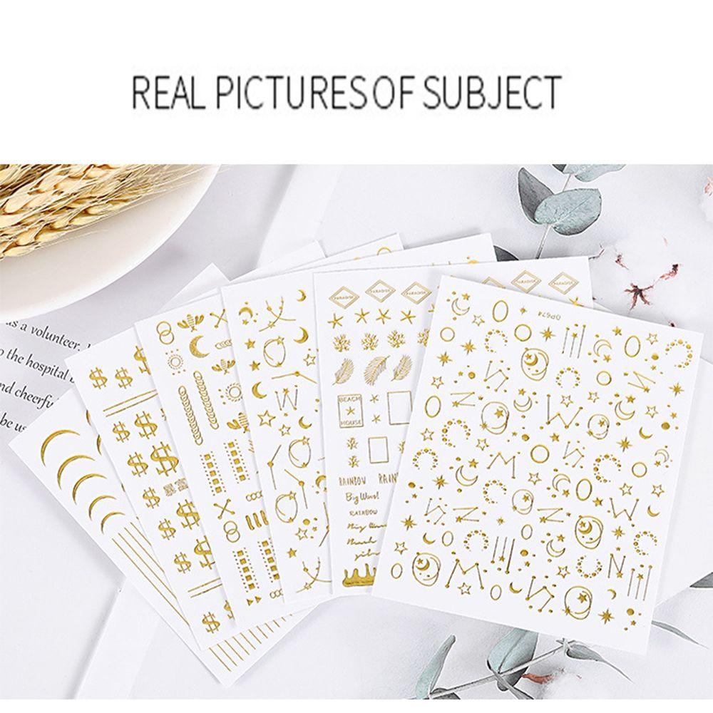 AUGUSTINA Agustin 3D Stiker Kuku DIY Dekorasi Nail Art Nail Tips Nail Patch Gold Embossed Starry Metal Strip