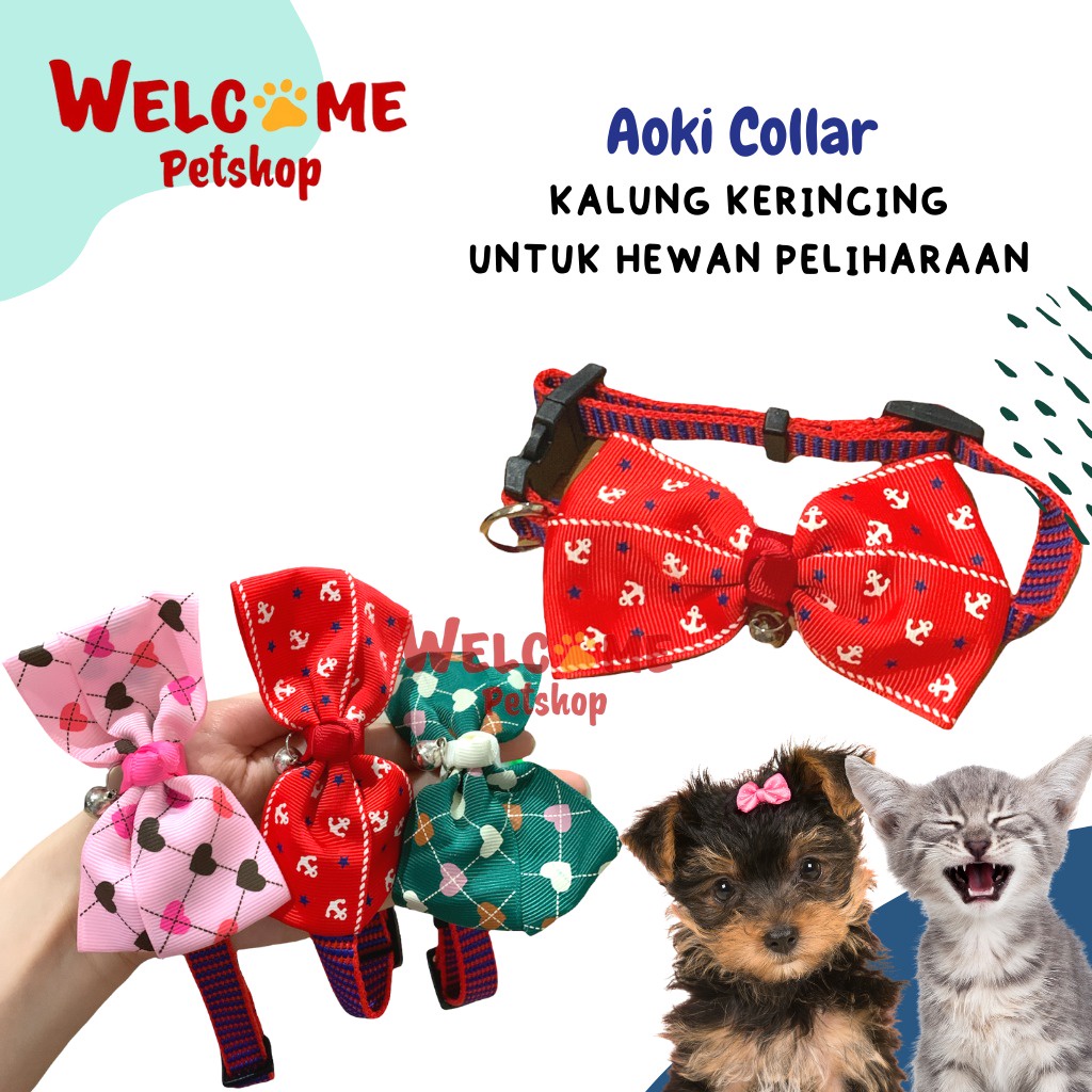 Aoki Collar Kalung Kerincing Pita Necklace Anjing Kucing Kelinci