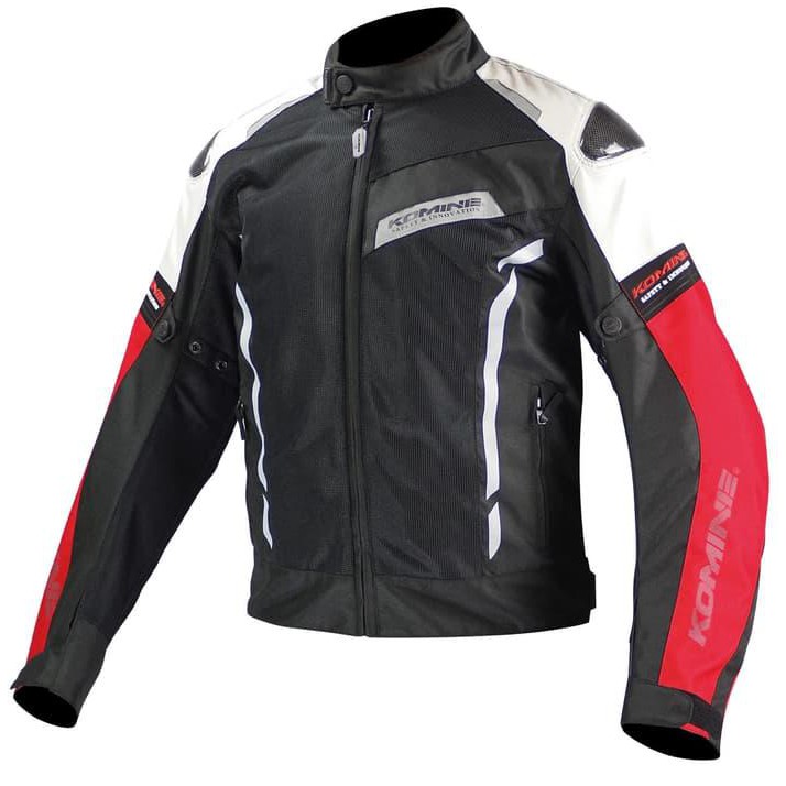 KOMINE JK-103 CARBON PROTECT MESH JAKET TOURING PRIA - BLACK RED - UKURAN M TERBARU