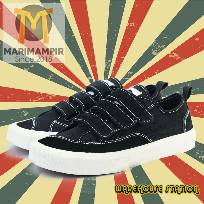 Marimampir SEPATU SNEAKERS PRIA KANVAS SABA EMO VELCRO BLACK WHITE ORIGINAL - BLACK WHITE, 44