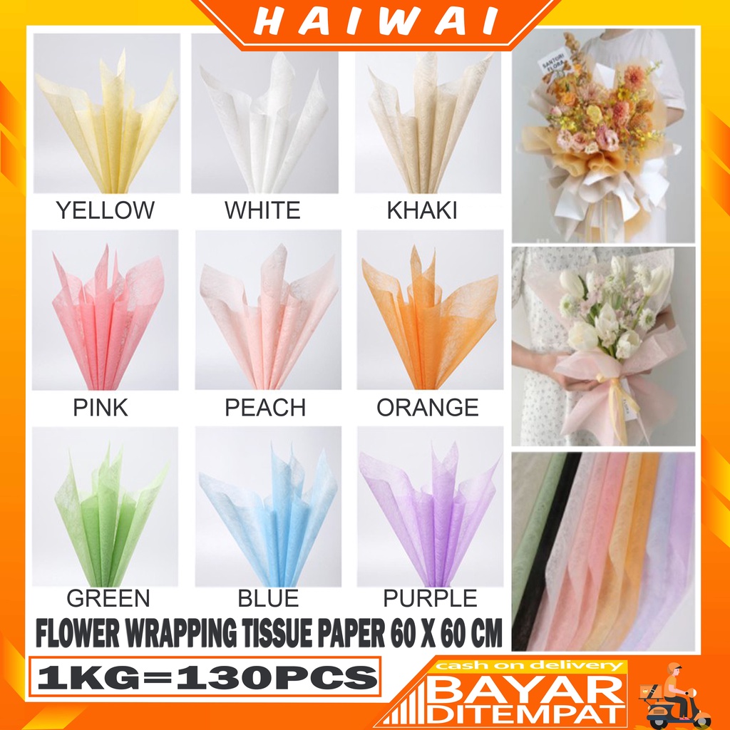 

HaiWai COD Tissue Paper Flower Wrapping Paper Waterproof / Korean Wrapping Kertas Buket Bunga Perlengkapan Florist Cellophane KB26