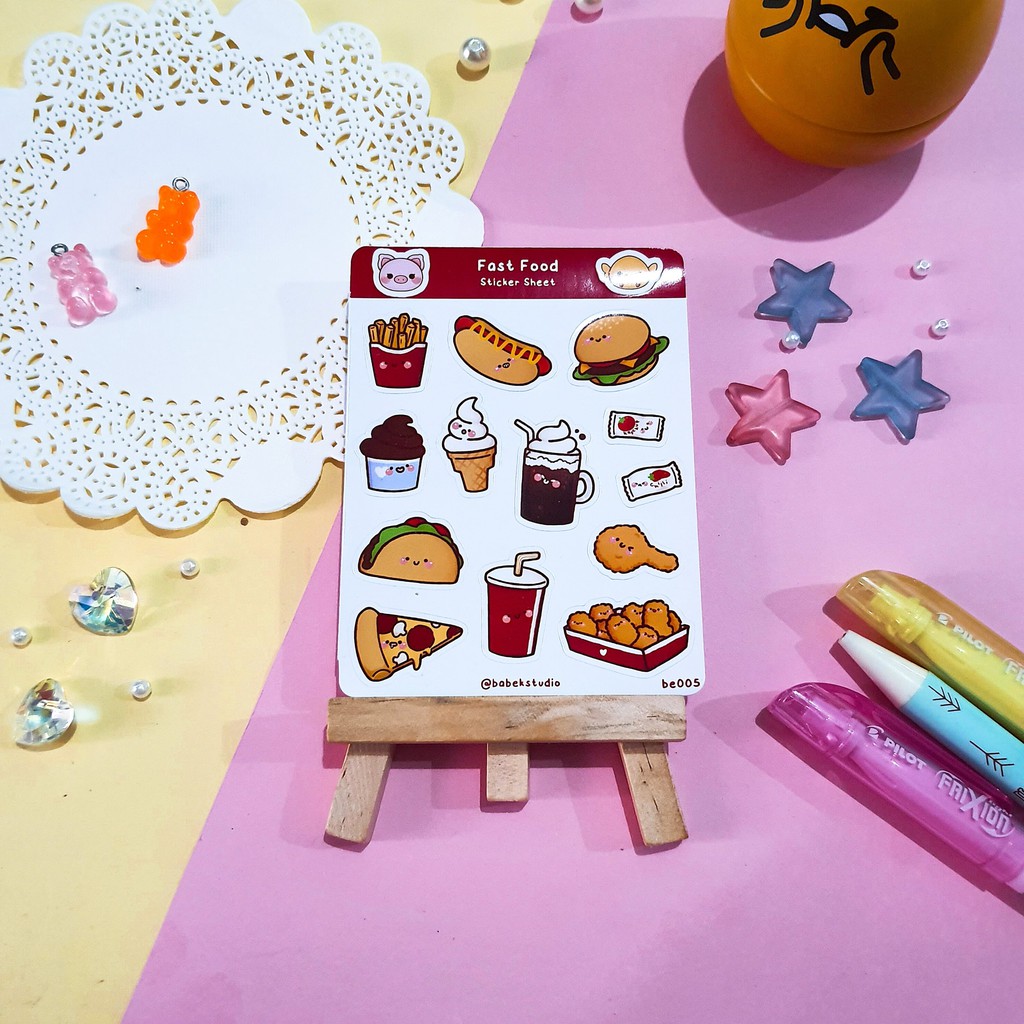 

Fast Food ♡ be005 ♡ Babek Studio Planner Deco Sticker Sheet