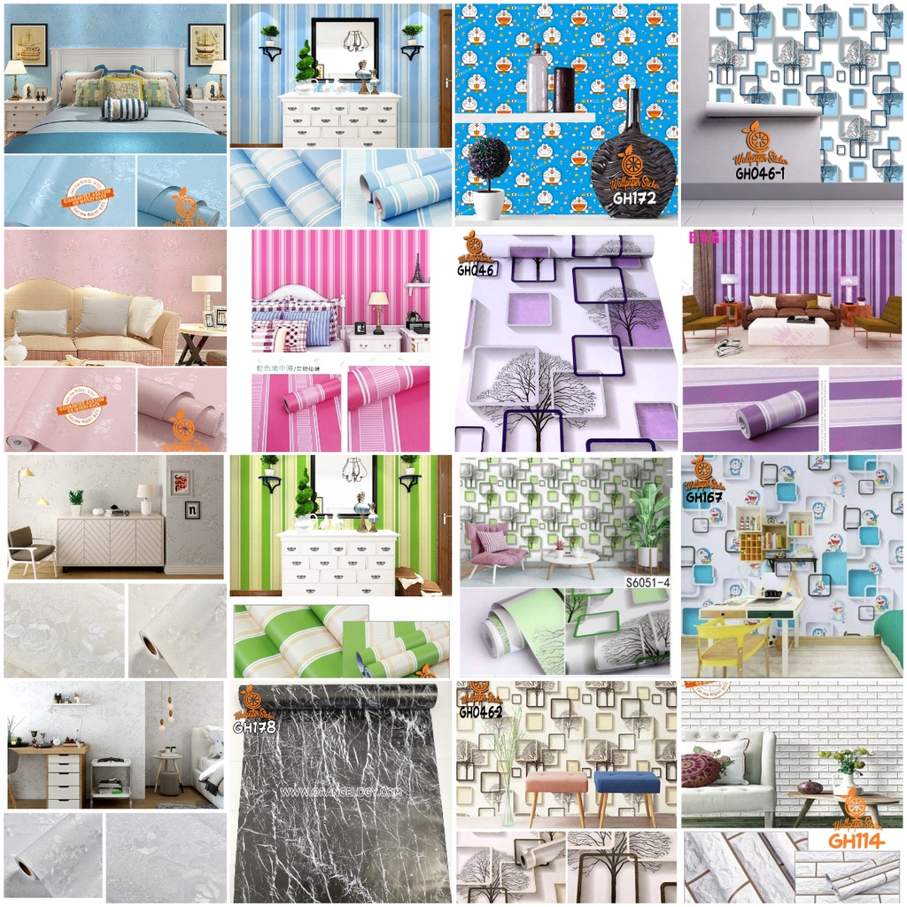 ALBINO 88  / Wallpaper Stiker Dinding Bahan PVC Anti Air / Wallpaper Kamar Tidur Elegan Promo Wallpaper stiker ruang tamu