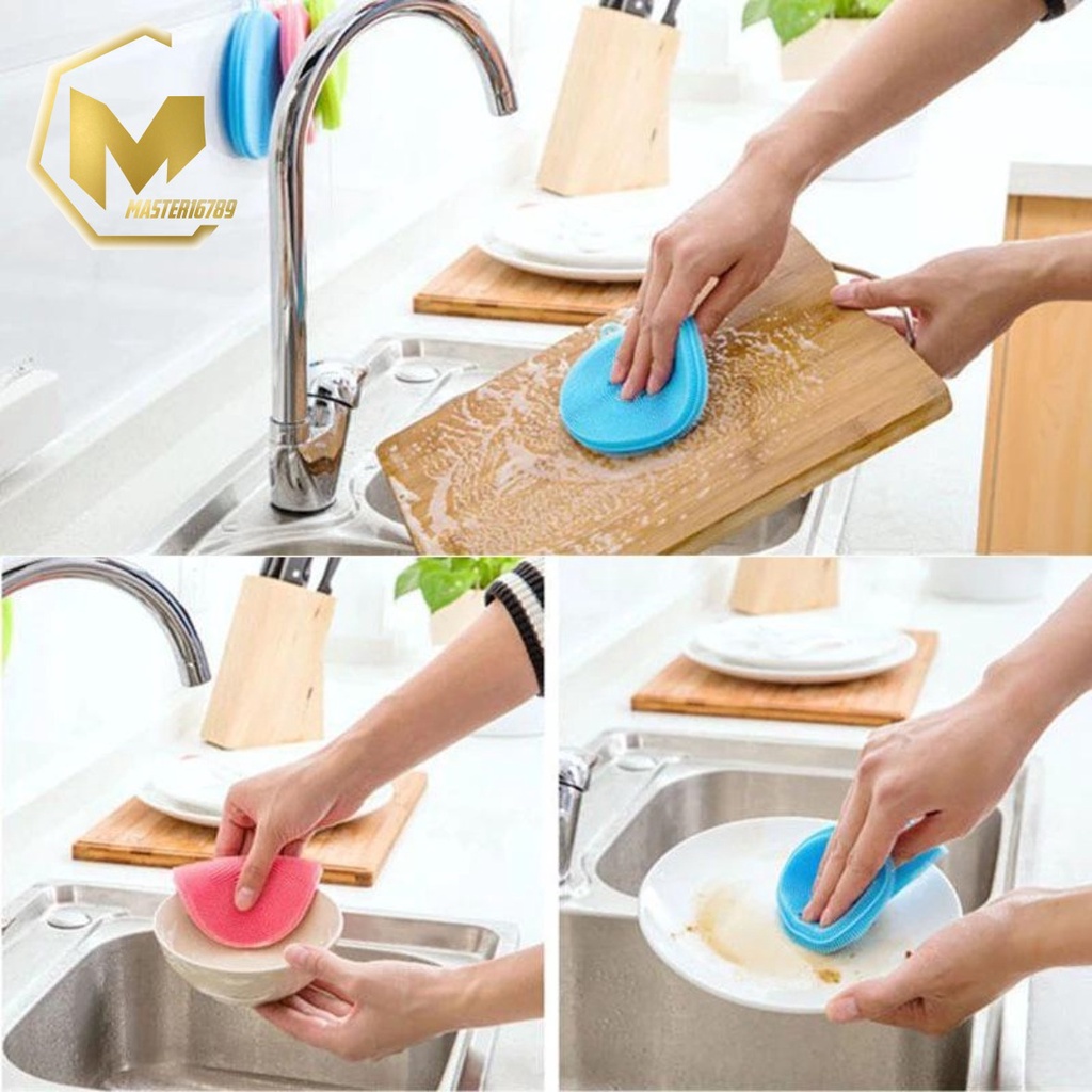 RT04 SPONS SPONGE SPON PENCUCI PIRING BULAT SILIKON SILICONE BRUSH SERBAGUNA FOOD GRADE MA2266