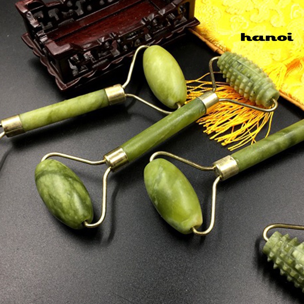 HQTM_Double Head Faux Jade Roller Neck Facial Beauty Massage Slimming Tool for Body