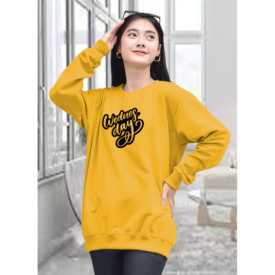 Kaos Lengan Panjang WEDNESDAY/ Kaos Sweatshirt / Atasan Wanita / Atasan Wanita Lengan Panjang / Atasan Import / Kaos Wanita Blus