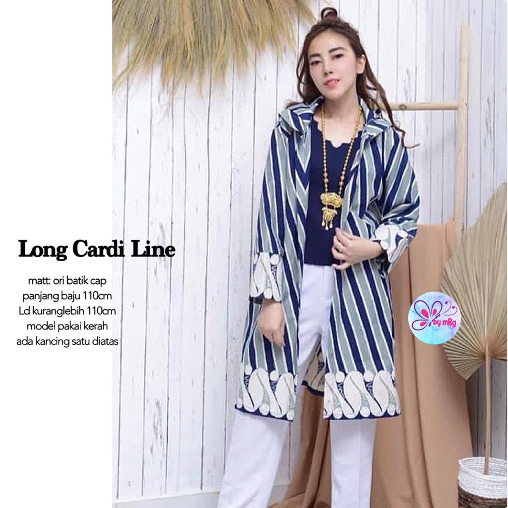 Long Blazer Batik LIne Blue