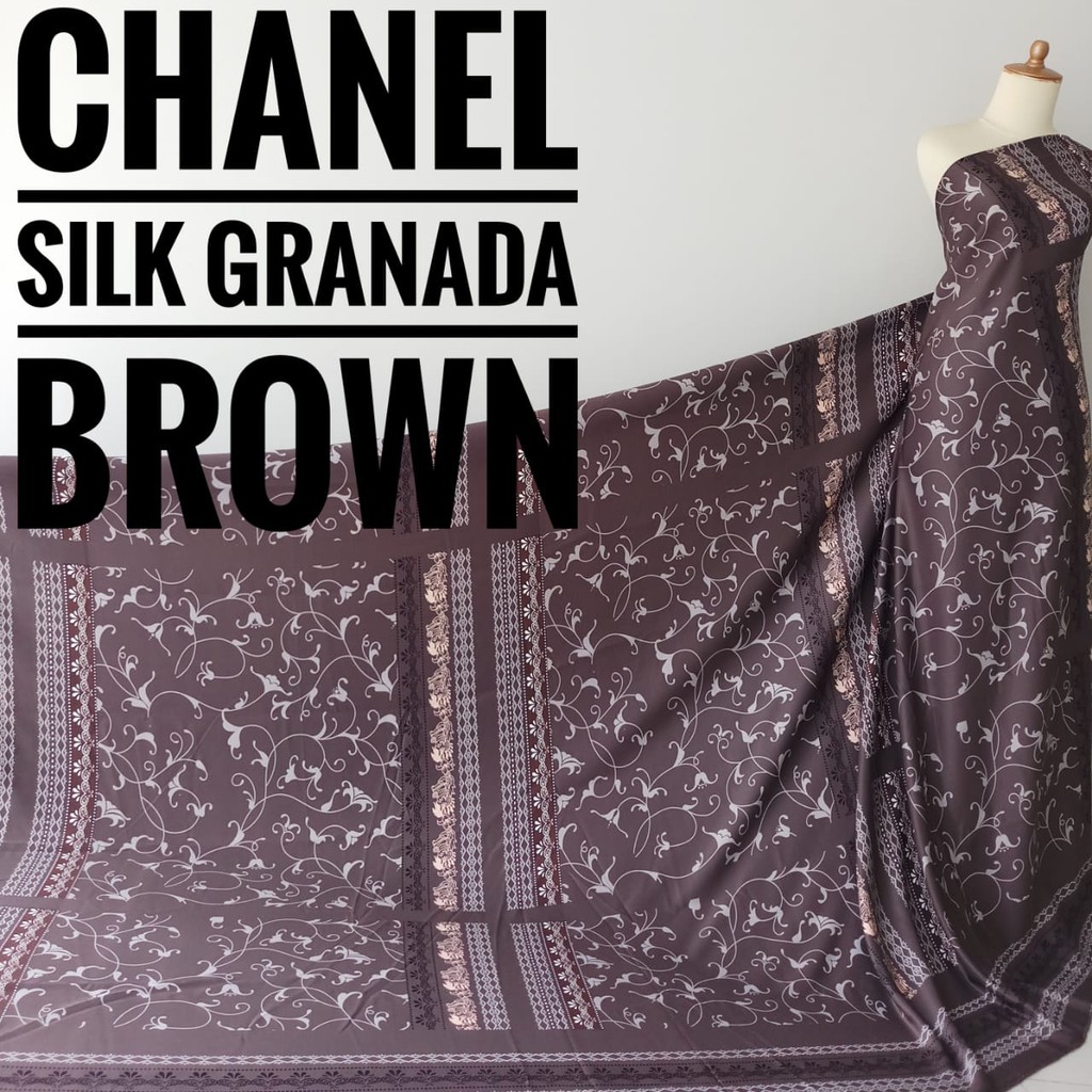 LAST STOCK Kain Meteran Chanel Silk Granada Brown