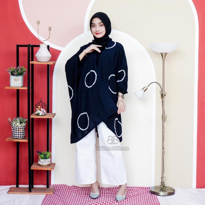 Setelan Shizuka Cardigan Shibori Mix Kulot Kolor White