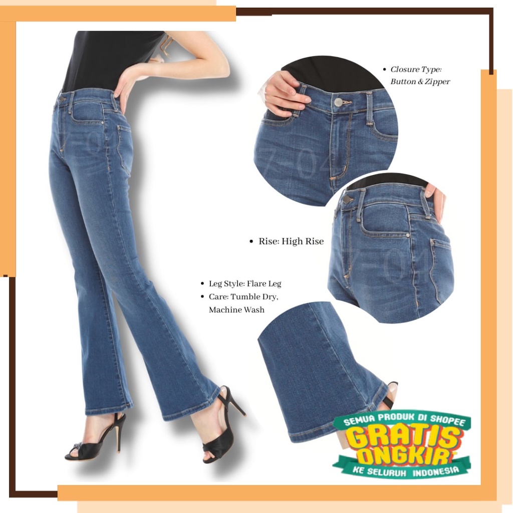 outfit on of the day santai murah baru terkini / Celana Jeans Cutbray Wanita (ANA16 HIGHRISSE FLARE)