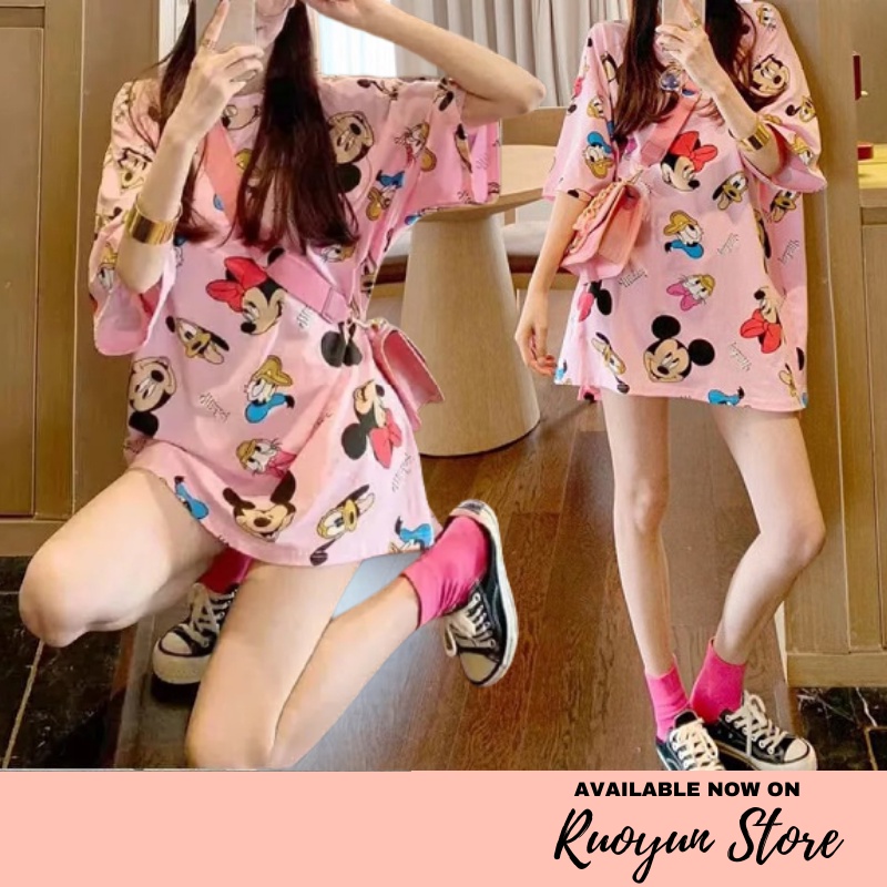 RYX - Polka Mousy Kaos Wanita Lengan Pendek Kaos Cartoon Fashion Casual - Ori Import