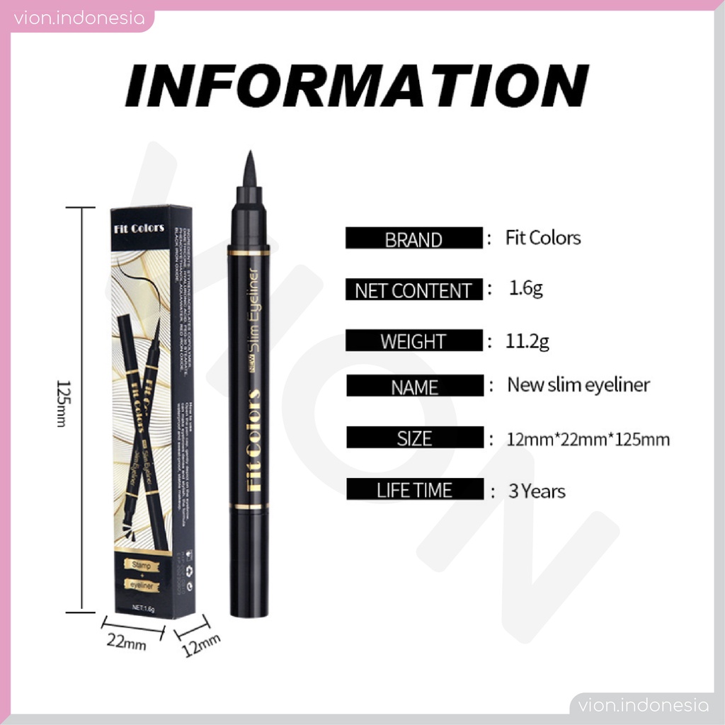 CMAADU FIT COLORS 2in1 Eyeliner Stamp Wing Eyeliner Liquid Waterproof Stamp Eyeliner 2 in 1 Eyeliner Spidol FC004
