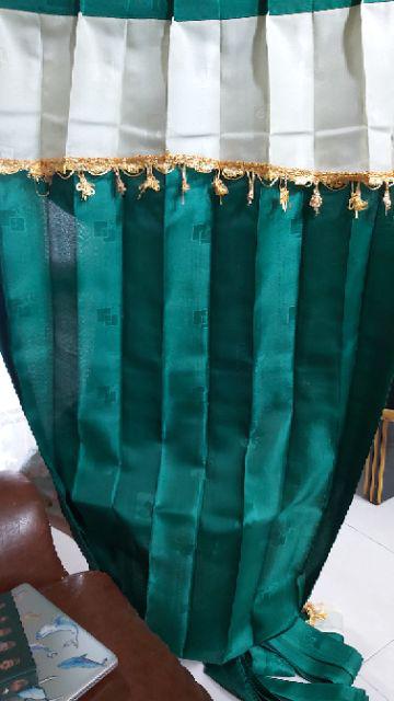Gorden Poni Renda Pintu Jendela Hijau  Tua
