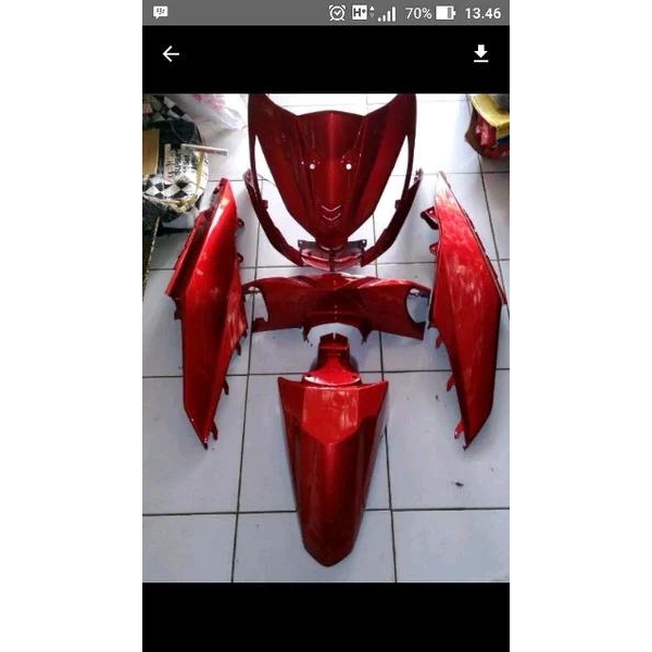 Body halus Beat Fi merah 2013 - 2014 / batok depan, tameng , Spakbor depan,  body samping  beat fi