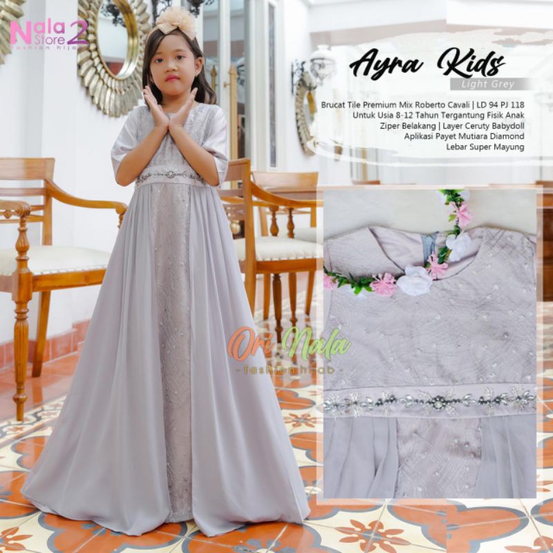 baju anak perempuan dress brukat payet mayung size 8-12 tahun ORI nala | ayra kids