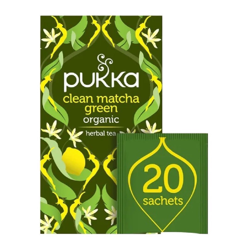 Pukka Tea Clean Matcha Green Organic A Luscious Green Tea 20s x 1.5gr