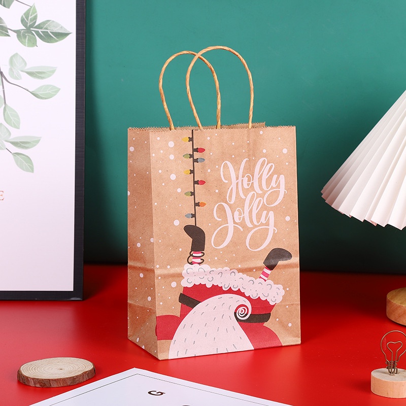 [ Christmas Series Kraft Paper Gift Bag Decoration for Home Bedroom New Year Xmas Wedding Party ]