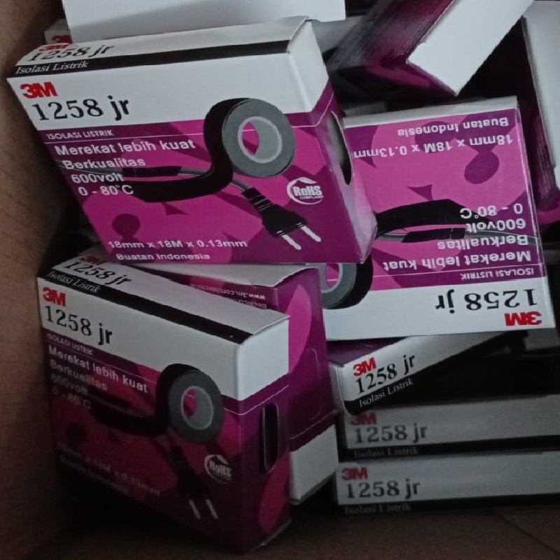 ORIGINAL 3M ISOLASI LISTRIK 1258 JR 1258jr hitam 3 M tape kabel ASLI