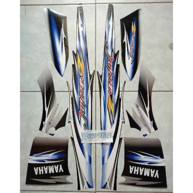Striping stiker Lisebody Polet standar jupiter z 2007 hitam silver Lise biru merk AJS termurah