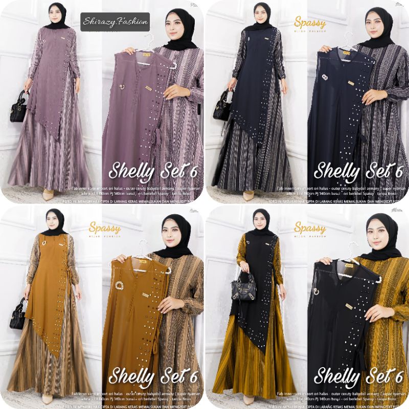 SHELLY SET 1/2/3/4/5/6 DRESS Original PRODUK SPASSY. GAMIS DRESS MAXY BUSUI PREMIUM PRODUK TERBARU