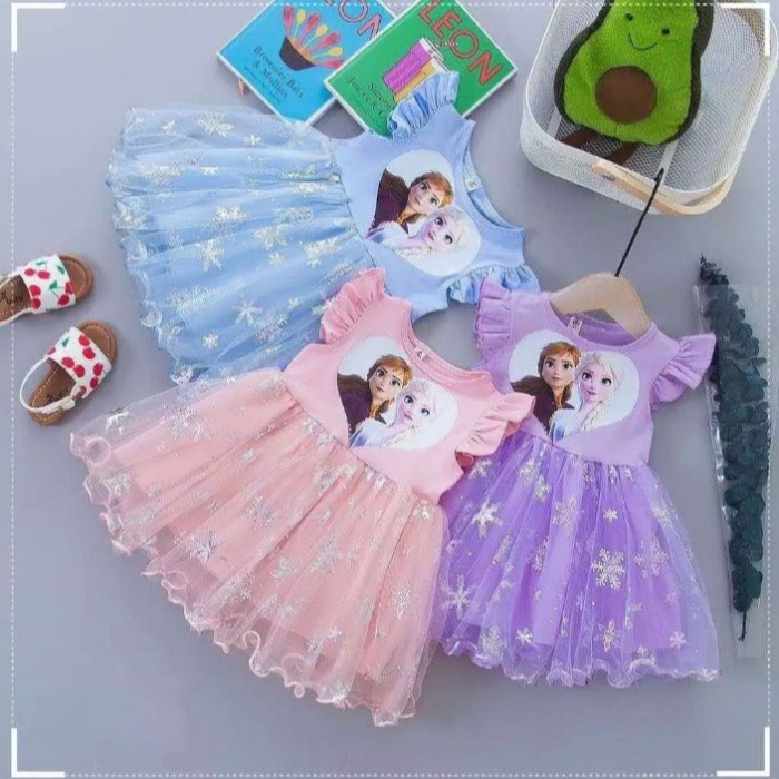 Dress anak perempuan import frozen elsa/rok tutu Elsa/baju Elsa tutu/ - pink, 2-3 tahun