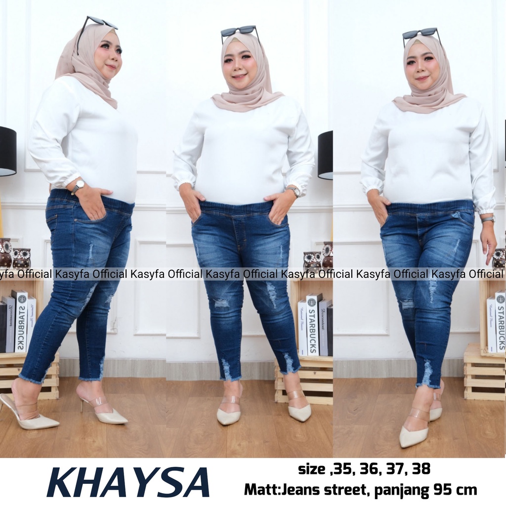 KHAYSA JUMBO JEGGING JEANS 7/9 RIPPED // KHAYSA JEANS LEGGING SOBEK SIZE (35-38)