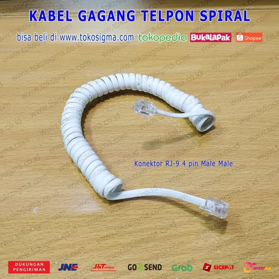 KABEL SPIRAL GAGANG TELP RJ-9 4P4C TELEPON KABEL GAGANG TELEFON RJ9