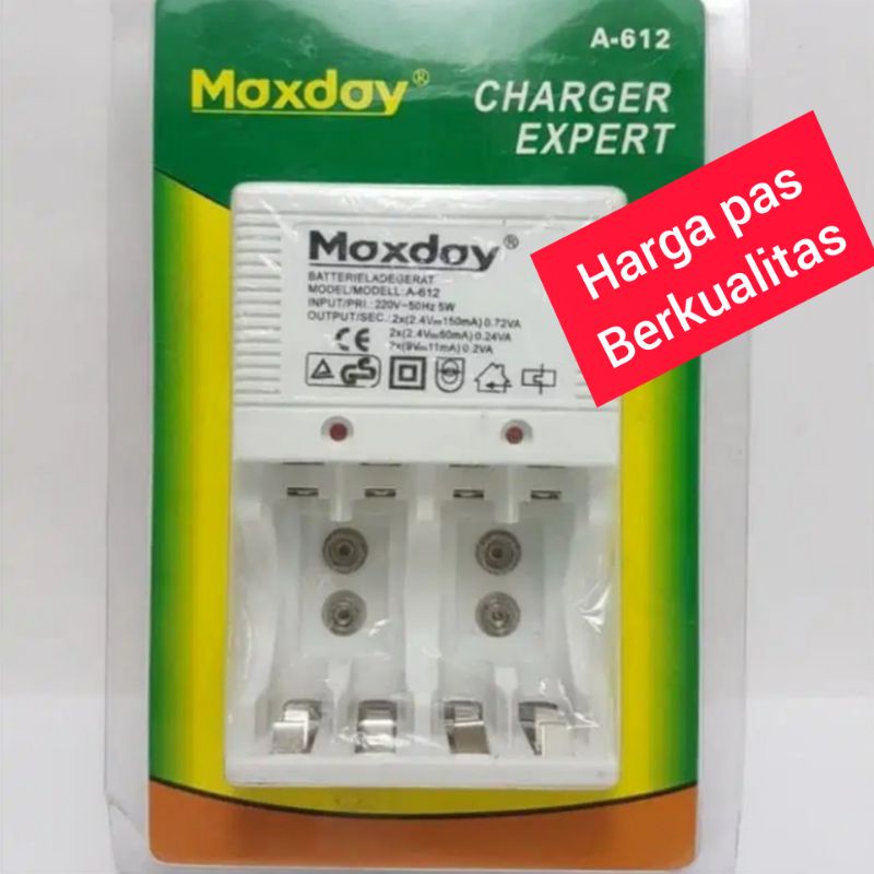 Charger Baterai Maxday 612 Alat Cas Baterai AA AAA 9V Maxday 612