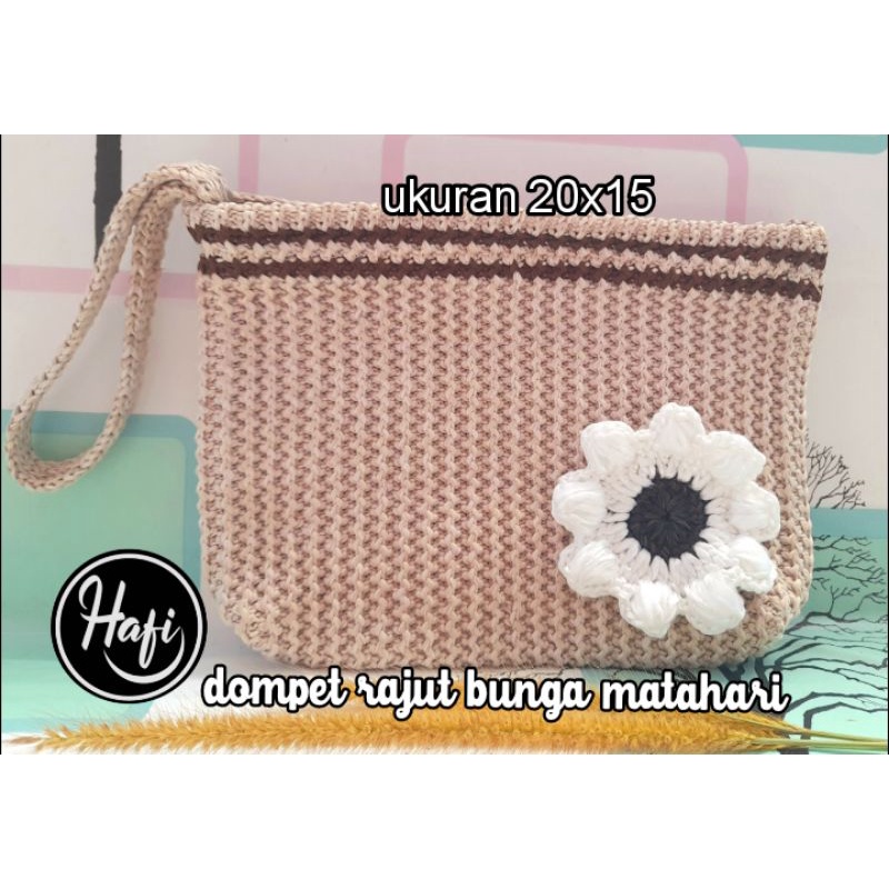 tas dompet rajut bunga matahari